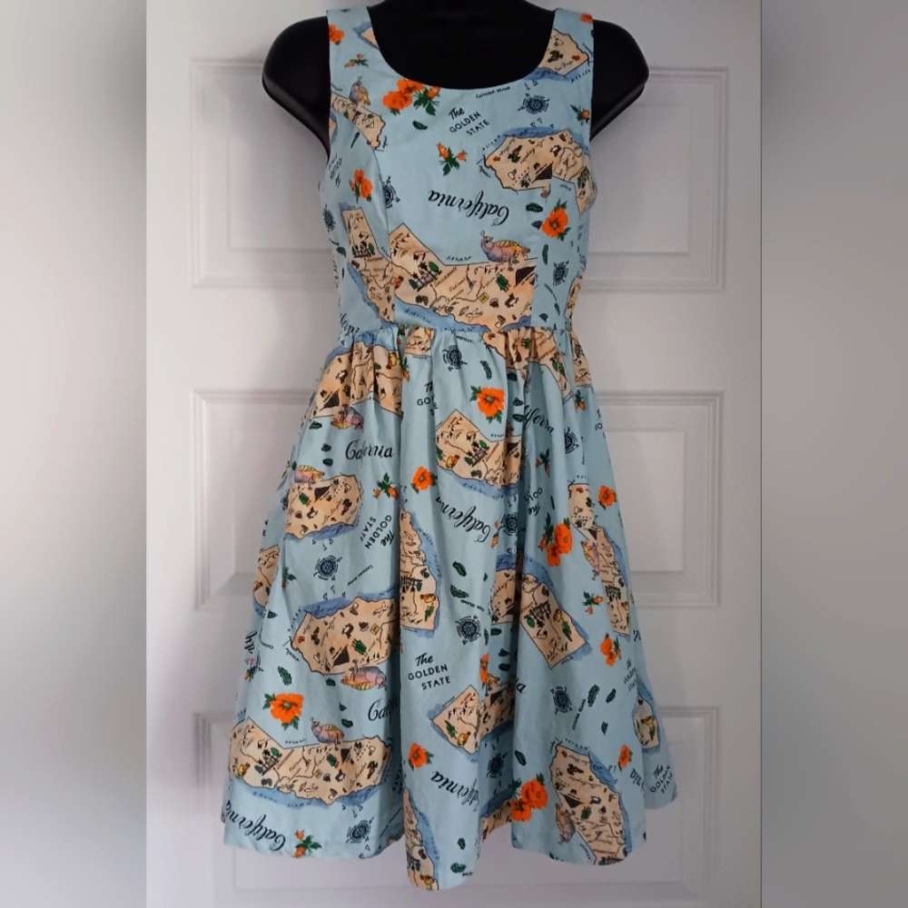 ModCloth California Map Print Dress Size XXS